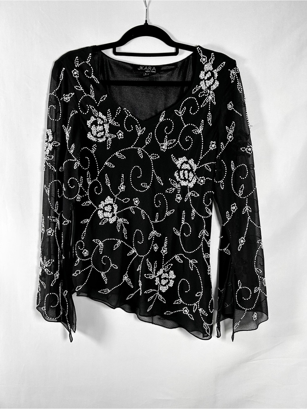 90s / Y2K J Kara Beaded Long Sleeve Whimsy / Whimsygoth Top